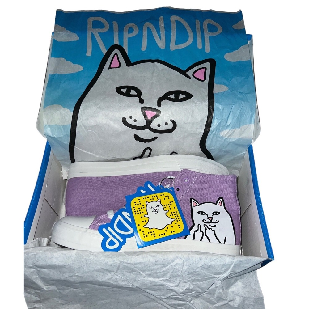 RIPNDIP Nerm High Lord Nermal Cat Mens 9 Lavender Lace Up Shoes